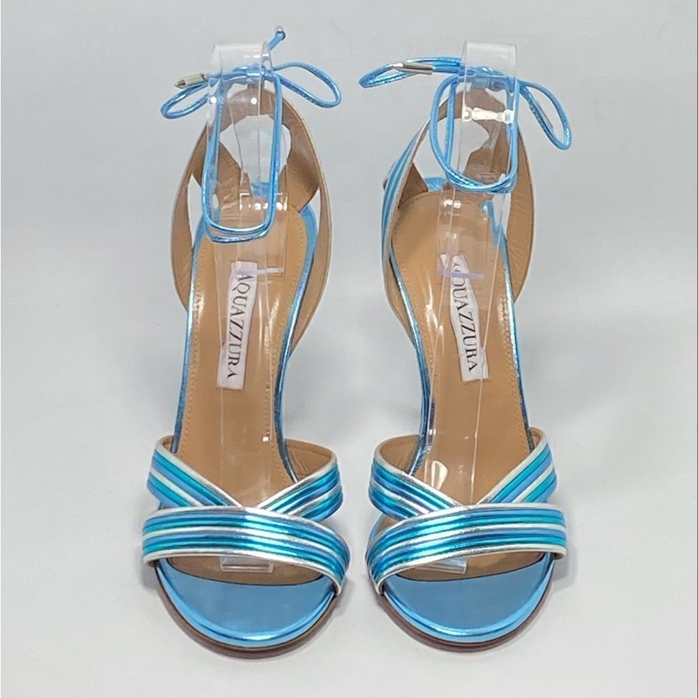 Aquazzura Ari Metallic Leather Ankle-Tie Sandals size 36.5 - Picture 5 of 11